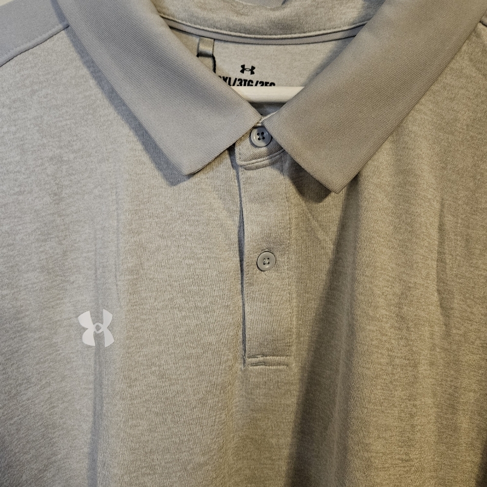 NWT Under Armour Men’s Team Trophy Polo Light Gray Business Casual Golf 3XL - Picture 5 of 12